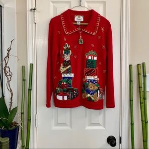 Vintage Tiara Int’l Red Christmas Cardigan